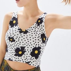 Urban Outfitters UO Floral Polka Dot Cropped Knit Tank Top